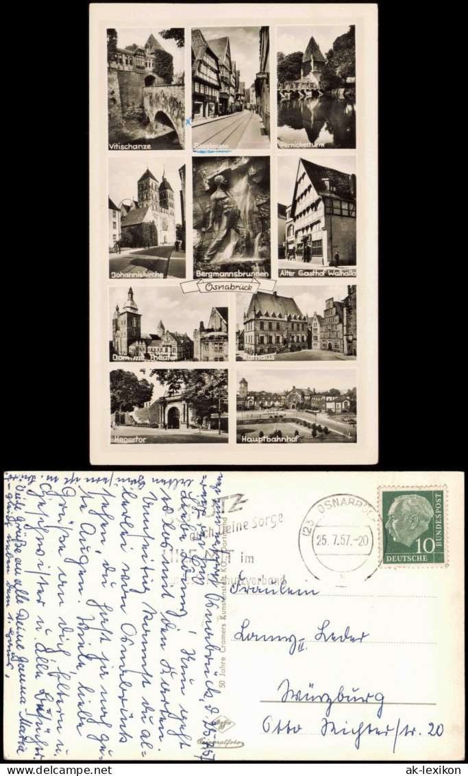 Osnabrück Mehrbild-AK Mit Bierstrasse, Vitischanze, Gasthof Walhalla Uvm. 1957 - Osnabrueck