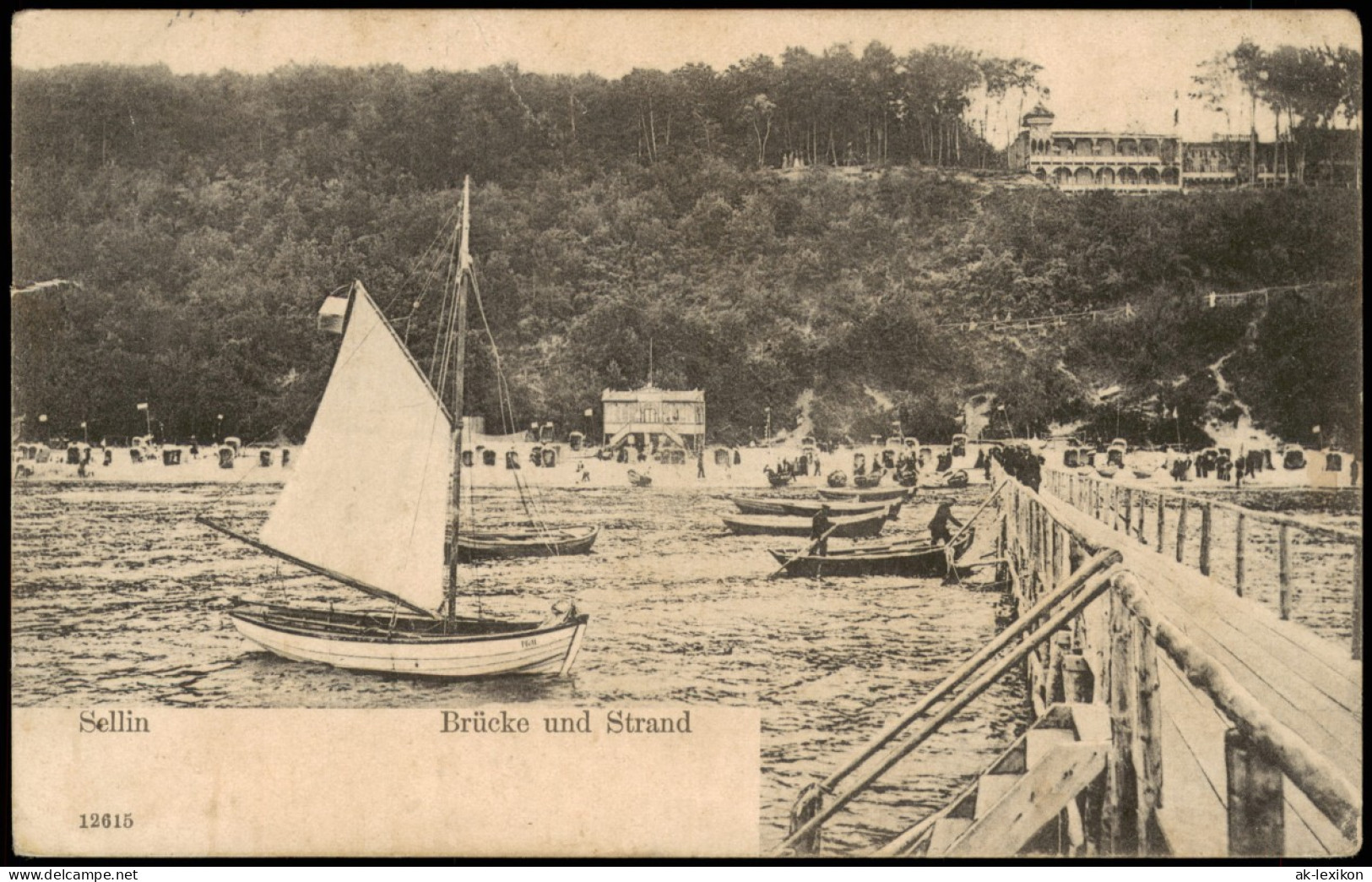 Ansichtskarte Sellin Seebrücke, Strand - Villen 1912 - Sellin