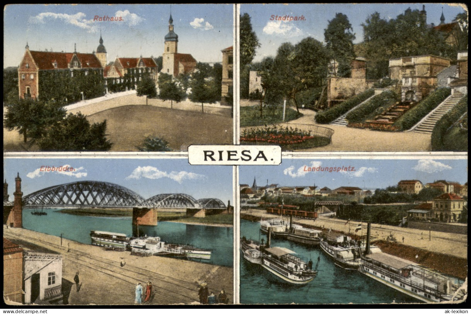 Ansichtskarte Riesa Stadtpark, Rathaus 1916  Gel. Feldpost - Riesa