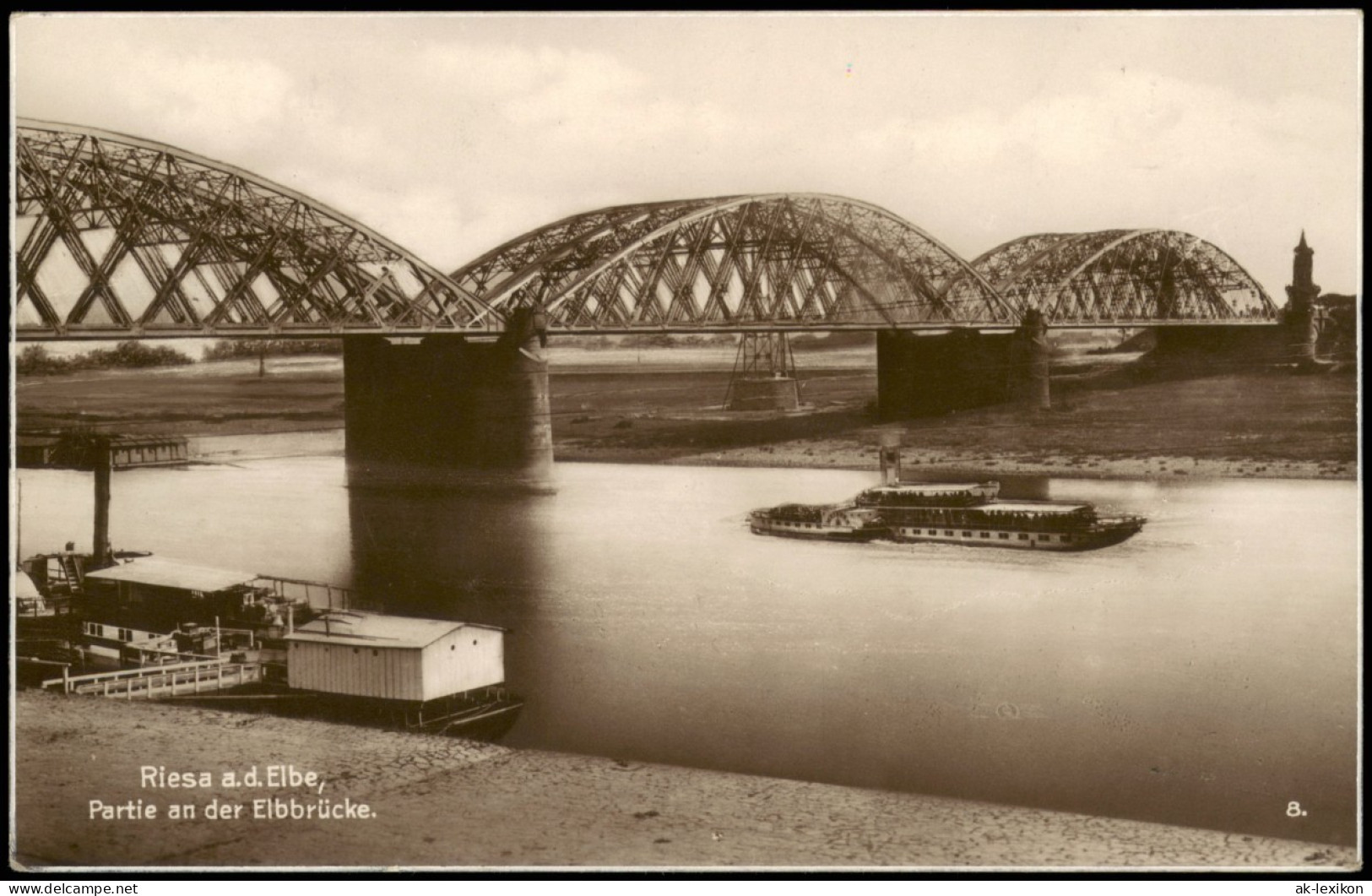 Ansichtskarte Riesa Partie An Der Elbbrücke - Dampfer 1928 - Riesa