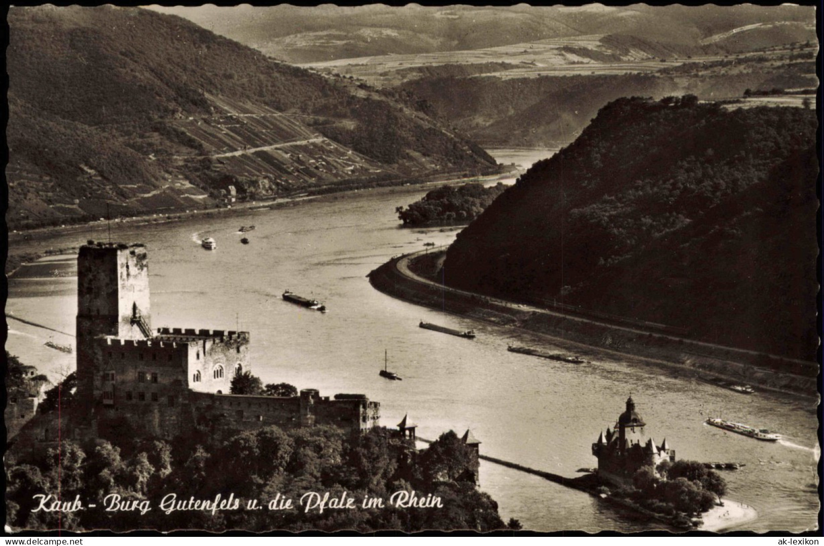 Ansichtskarte Kaub Kaub - Burg Gutenfels U. Die Pfalz - Rhein 1961 - Kaub
