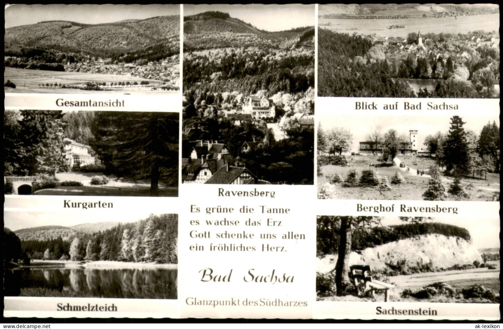 Bad Sachsa Mehrbild-AK U.a. Ravensberg Berghof, Kurgarten, Gesamtansicht 1962 - Bad Sachsa