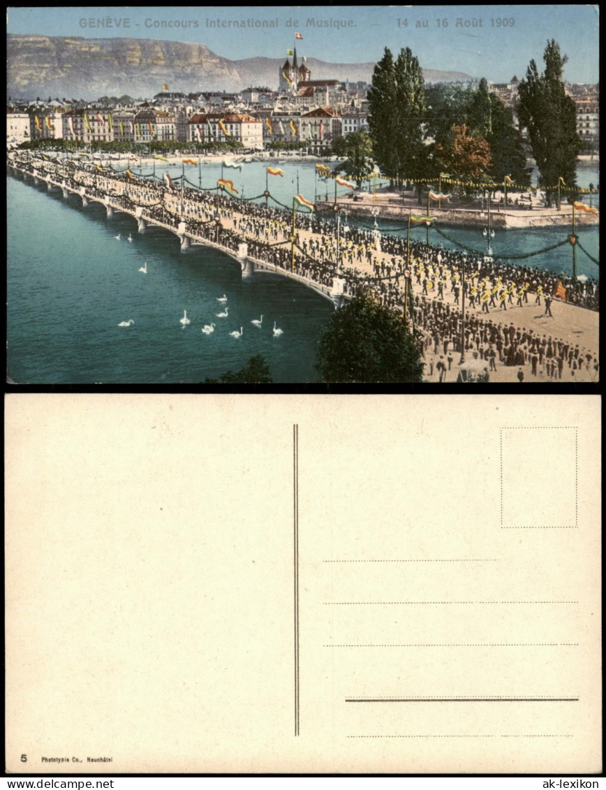 Genf Genève Panorama Zum Tag Concours International De Musique 1909 - Autres & Non Classés