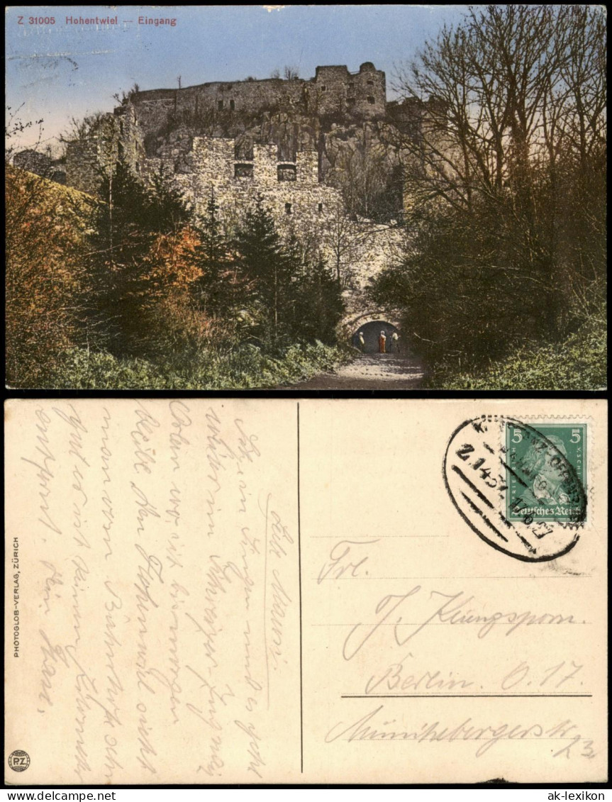 Ansichtskarte Singen (Hohentwiel) Festungsruine Hohentwiel - Eingang 1927 - Singen A. Hohentwiel