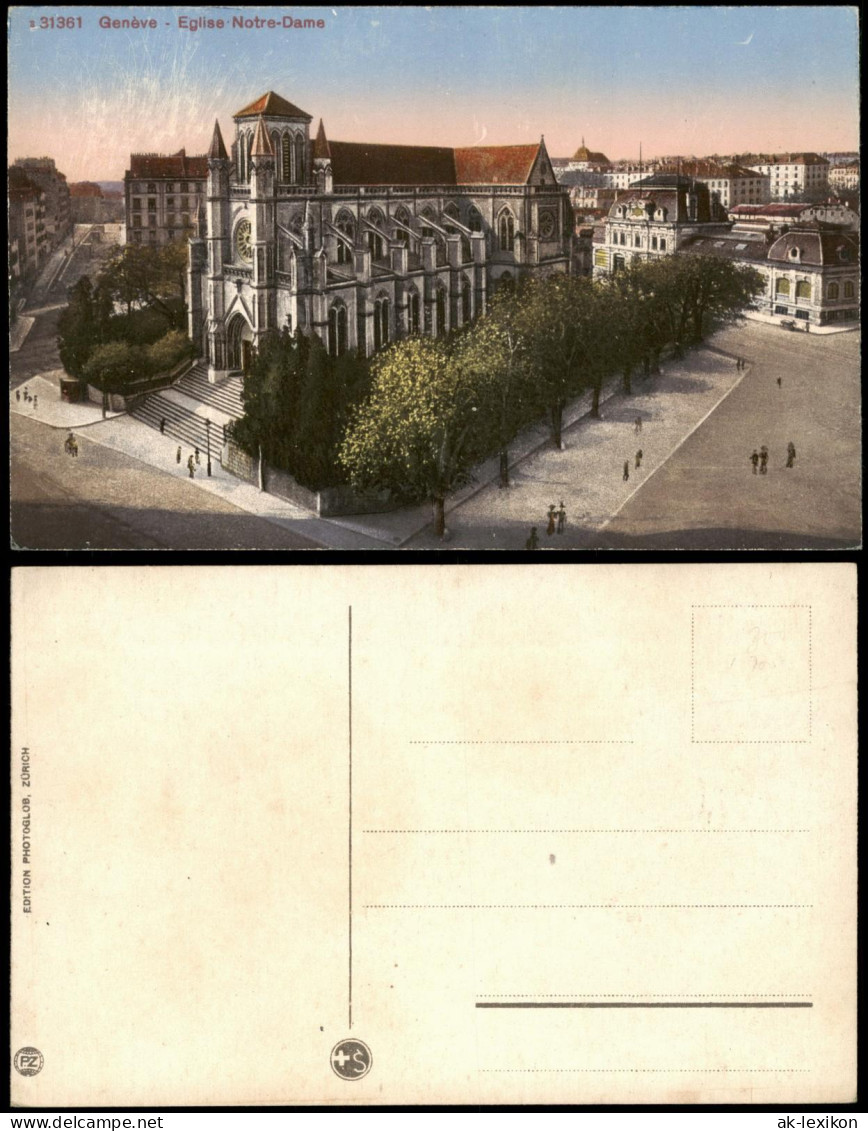 Ansichtskarte Genf Genève Eglise Notre-Dame, Straßenblick 1912 - Autres & Non Classés
