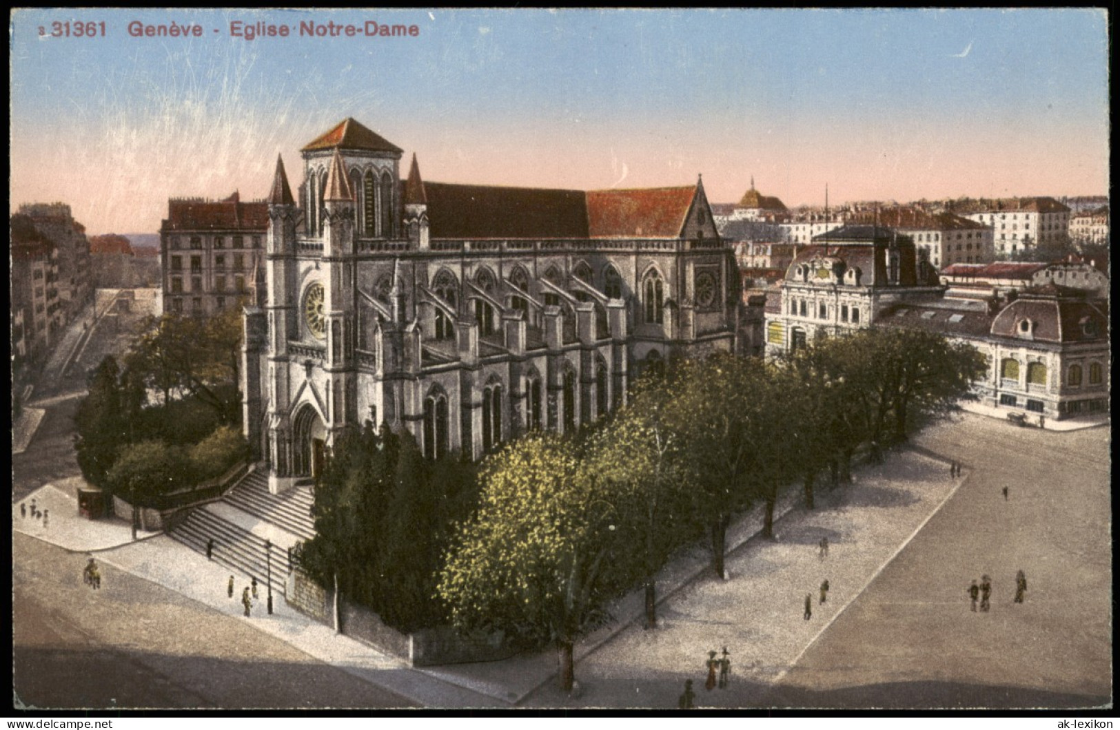 Ansichtskarte Genf Genève Eglise Notre-Dame, Straßenblick 1912 - Autres & Non Classés