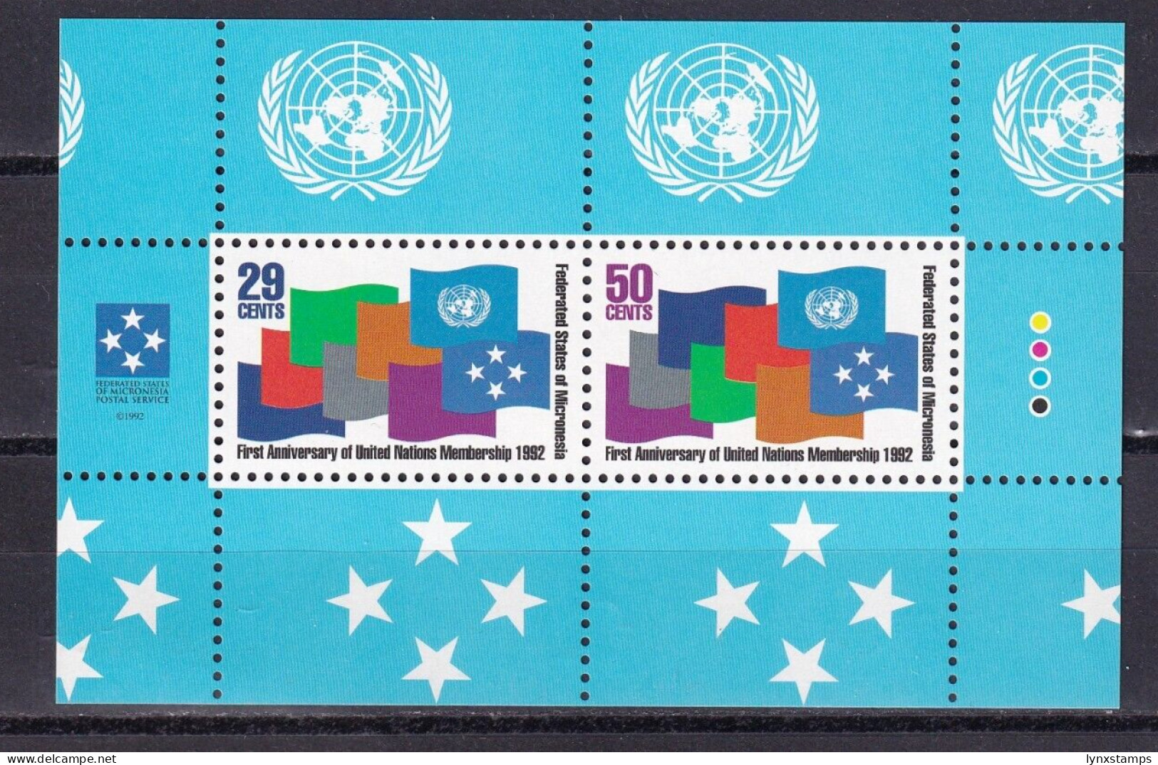SA02 Micronesia 1992 The 1st Anniversary Of The U.N. Membership Mini Sheet Mint - Micronésie