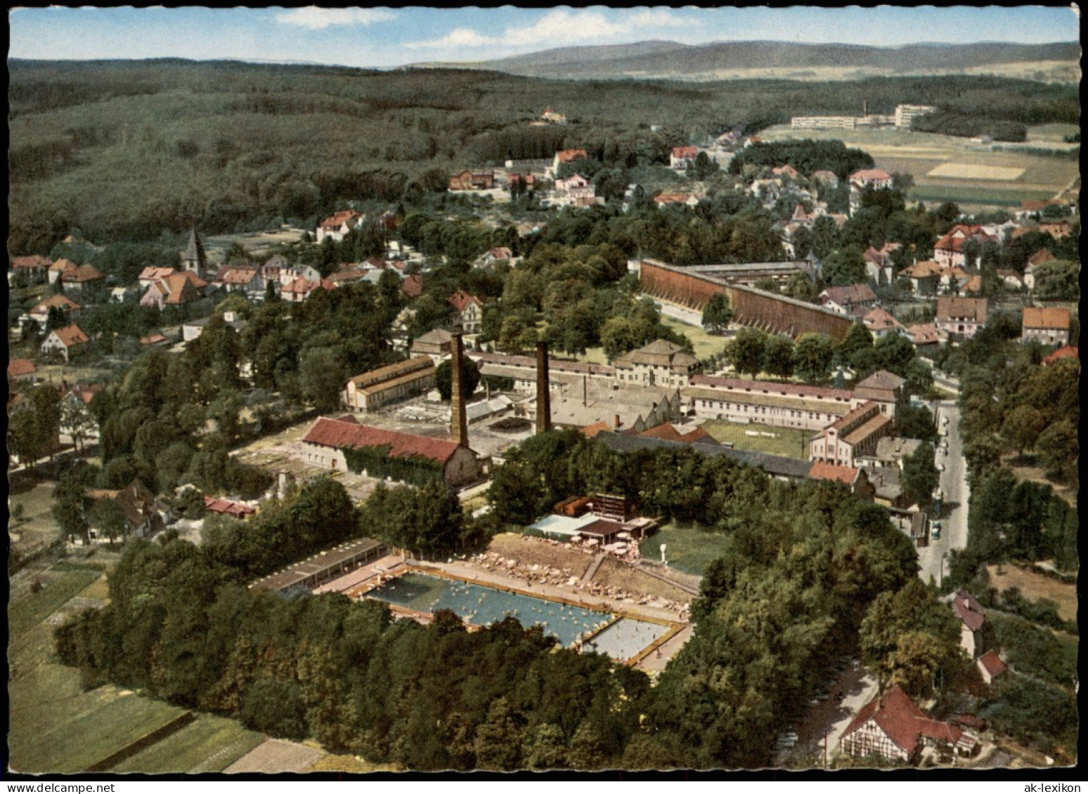 Bad Rothenfelde Luftbild Luftaufnahme Freibad, Fabrik Teutoburger Wald 1976 - Bad Rothenfelde