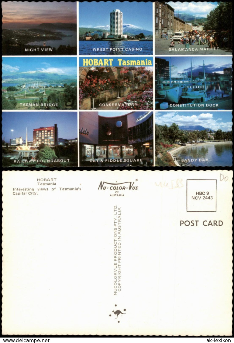 Hobart (Tasmanien) Multi-View-Postcard U.a. Salamanca Market, Tasman Bridge 1970 - Sonstige & Ohne Zuordnung