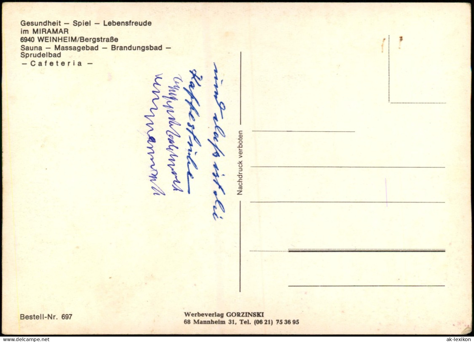 Ansichtskarte Weinheim (Bergstraße) Cafeteria Im Miramar 1969 - Weinheim