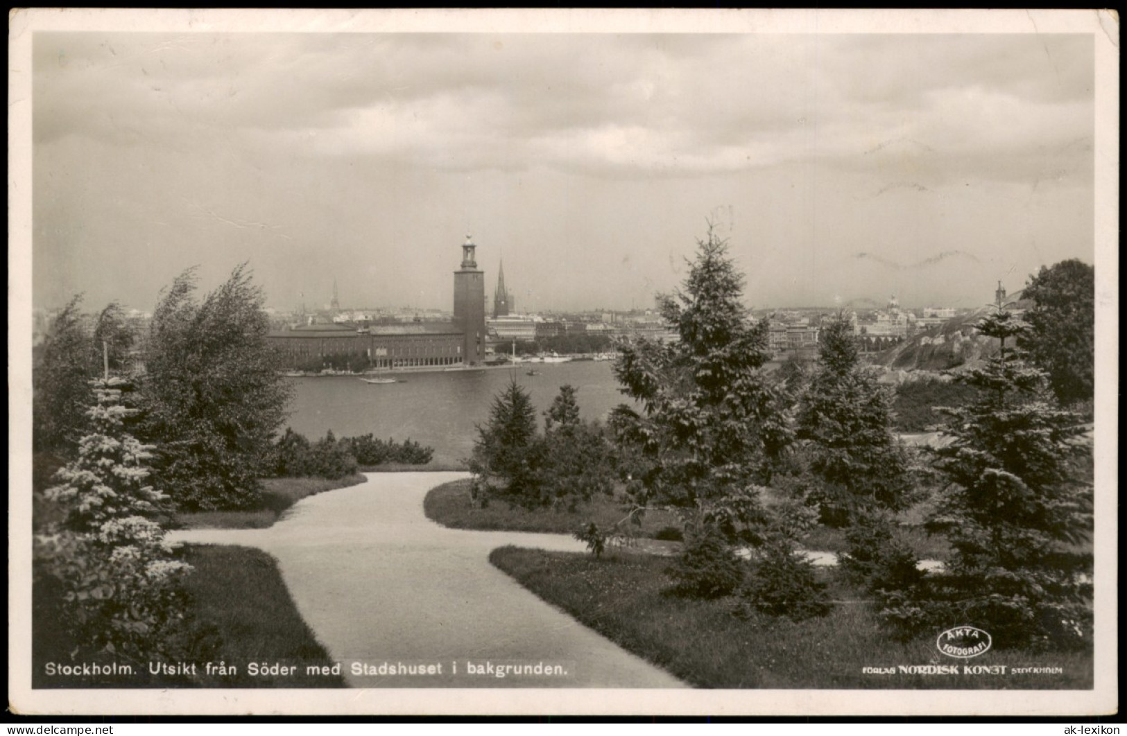 Stockholm Utsikt Från Söder Med Stadshuset I Bakgrunden Panorama-Ansicht 1950 - Schweden
