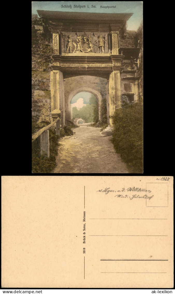 Ansichtskarte Stolpen Schloß Stolpen I. Sa. Hauptportal 1912 - Stolpen