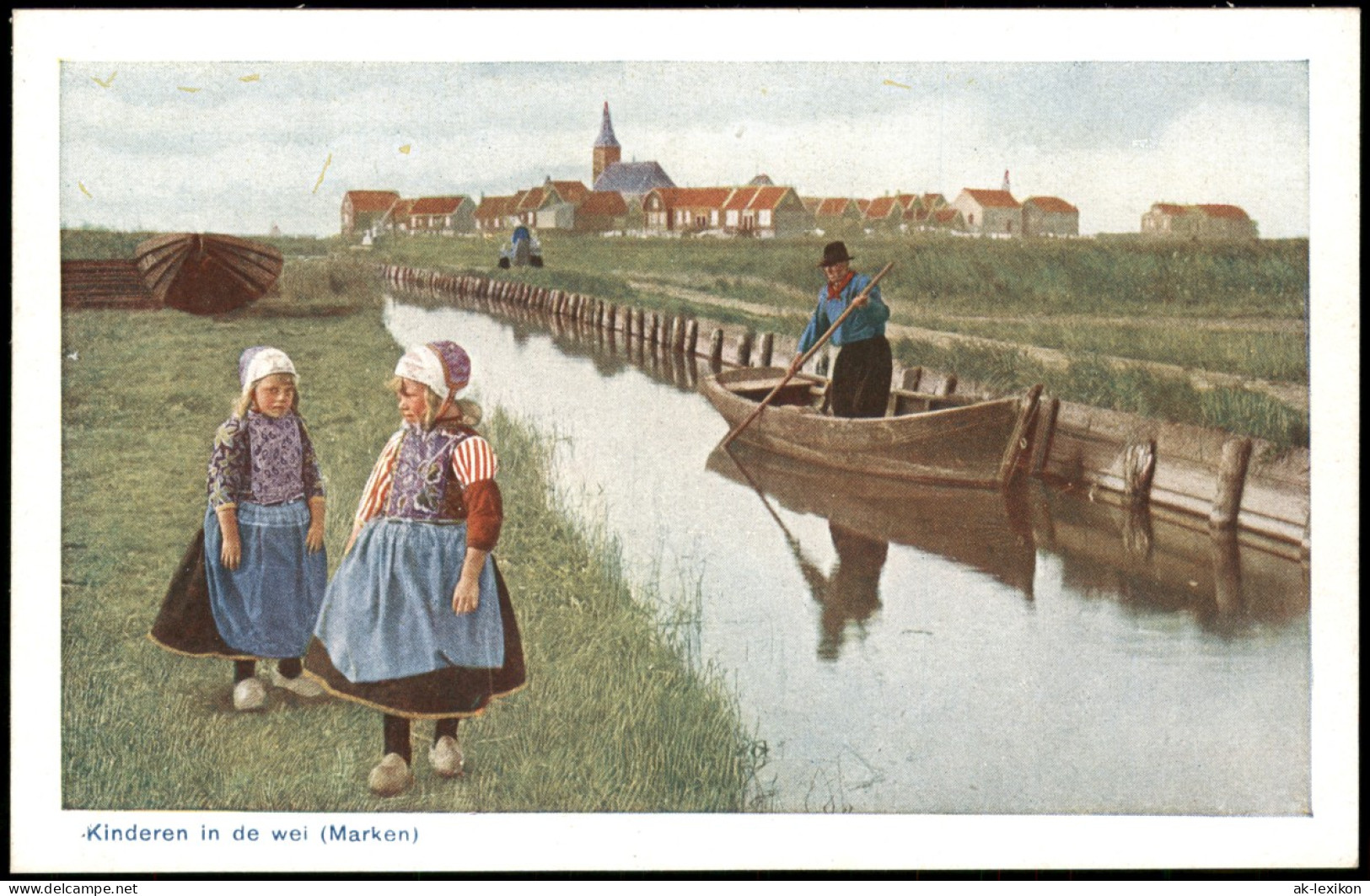 Postkaart Marken-Waterland Kinderen In De Wei (Marken) 1940 - Marken