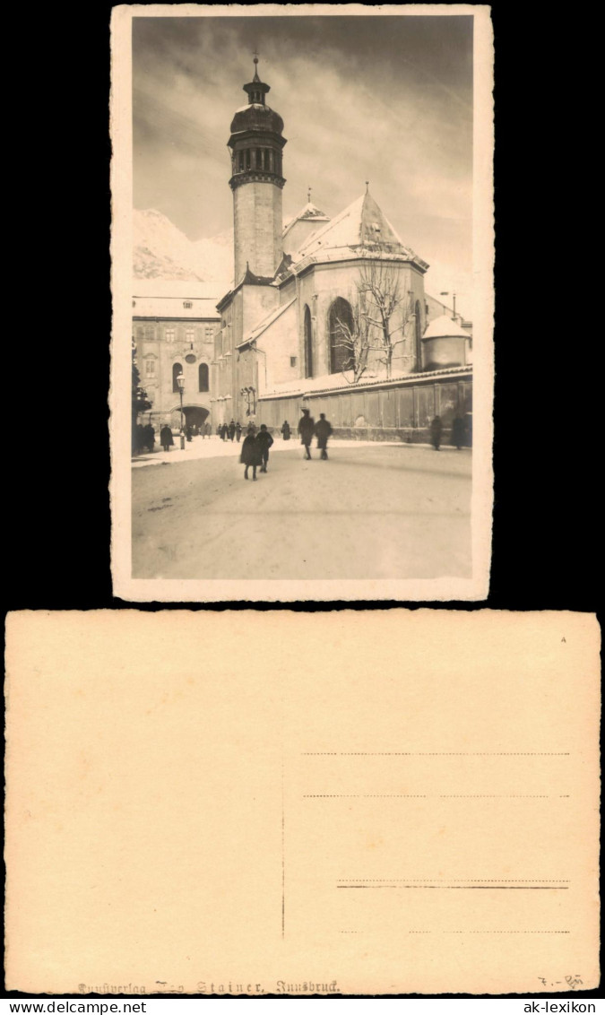 Ansichtskarte Innsbruck Straßenpartie An Der Kirche Im Winter 1929 - Innsbruck