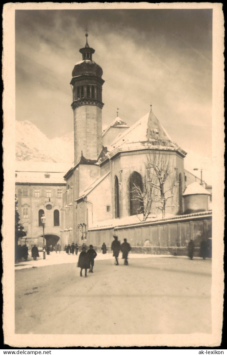 Ansichtskarte Innsbruck Straßenpartie An Der Kirche Im Winter 1929 - Innsbruck