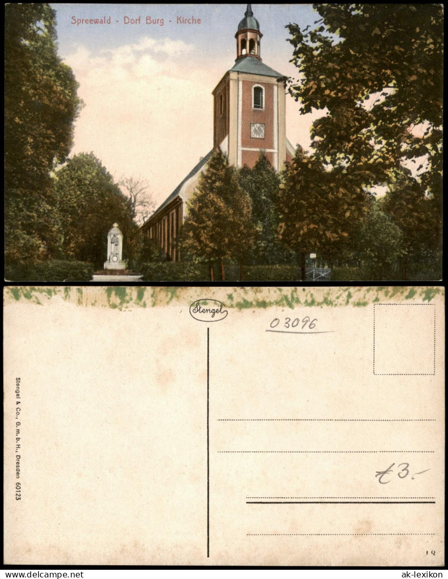 Ansichtskarte Burg (Spreewald) Dorf Burg - Kirche 1913 - Burg (Spreewald)