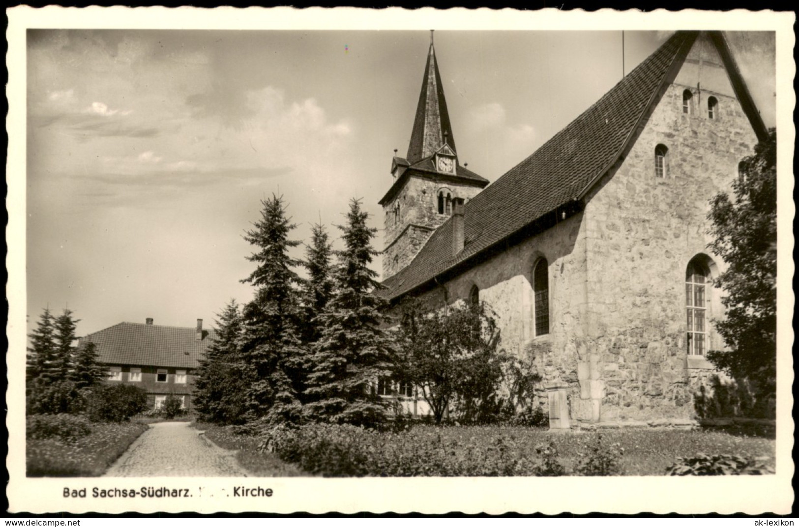 Ansichtskarte Bad Sachsa Kirche, Pfarrhaus - Fotokarte 1953 - Bad Sachsa