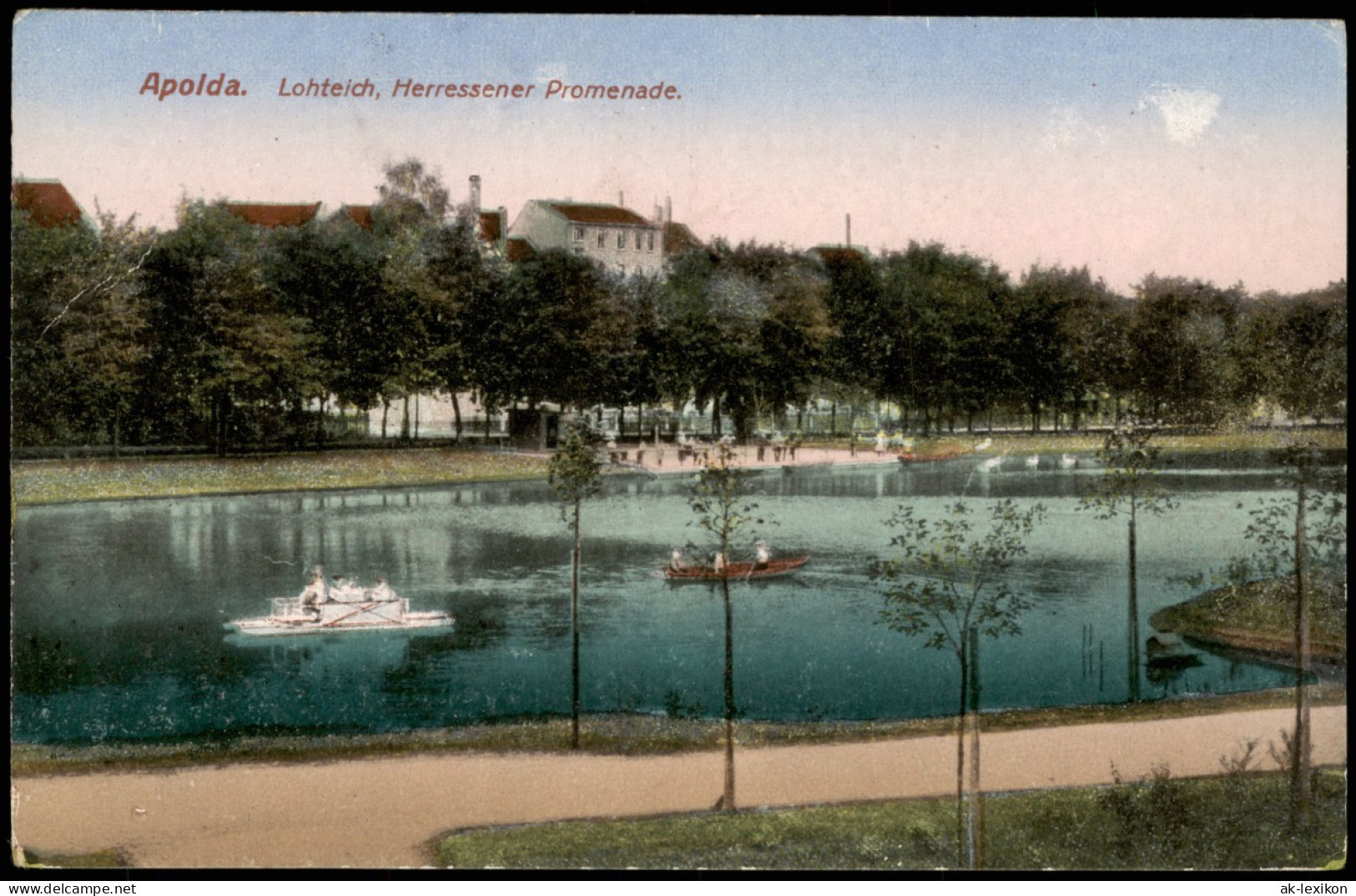 Ansichtskarte Herressen-Sulzbach-Apolda Lohteich, Herressener Promenade. 1913 - Apolda