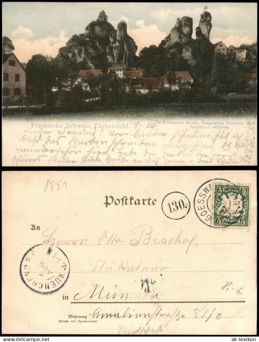 Ansichtskarte Tüchersfeld-Pottenstein Stadtpartie 1902  Gel. Div. Stempel - Pottenstein