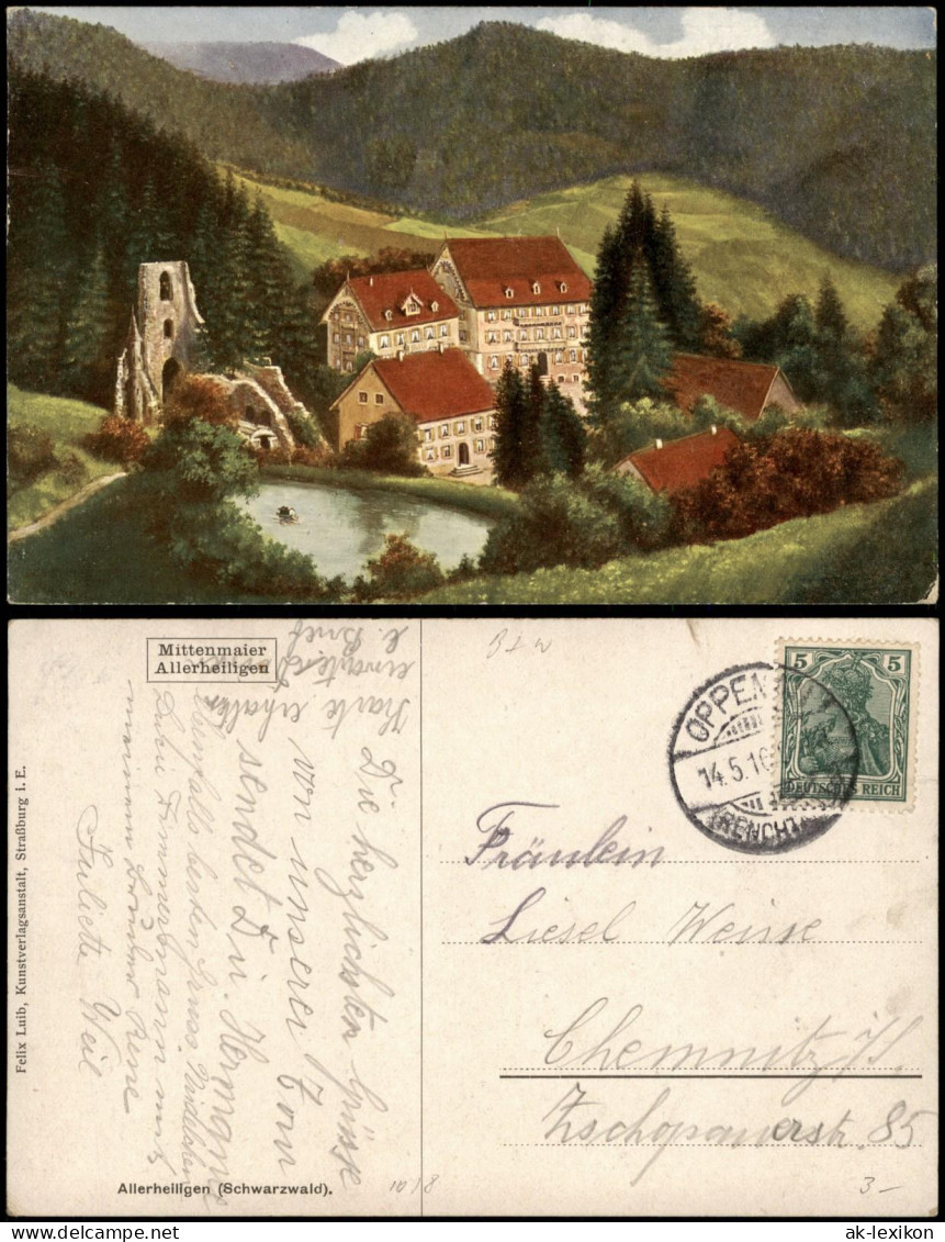 Ansichtskarte Oppenau Klosterruine Allerheiligen - Künstlerkarte 1916 - Oppenau