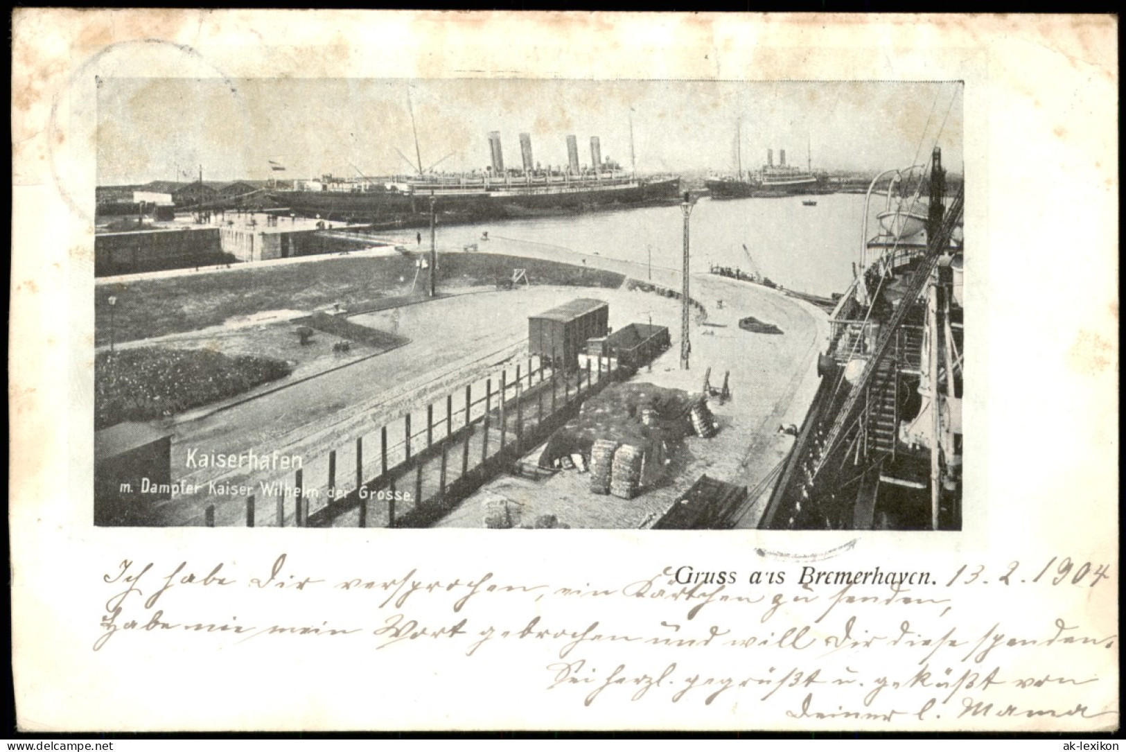 Ansichtskarte Bremerhaven Kaiserhafen Dampfer Wilhelm Der Große 1904 - Bremerhaven