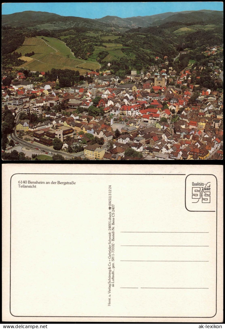 Ansichtskarte Bensheim Luftbild Teilansicht Vom Flugzeug Aus 1980 - Bensheim