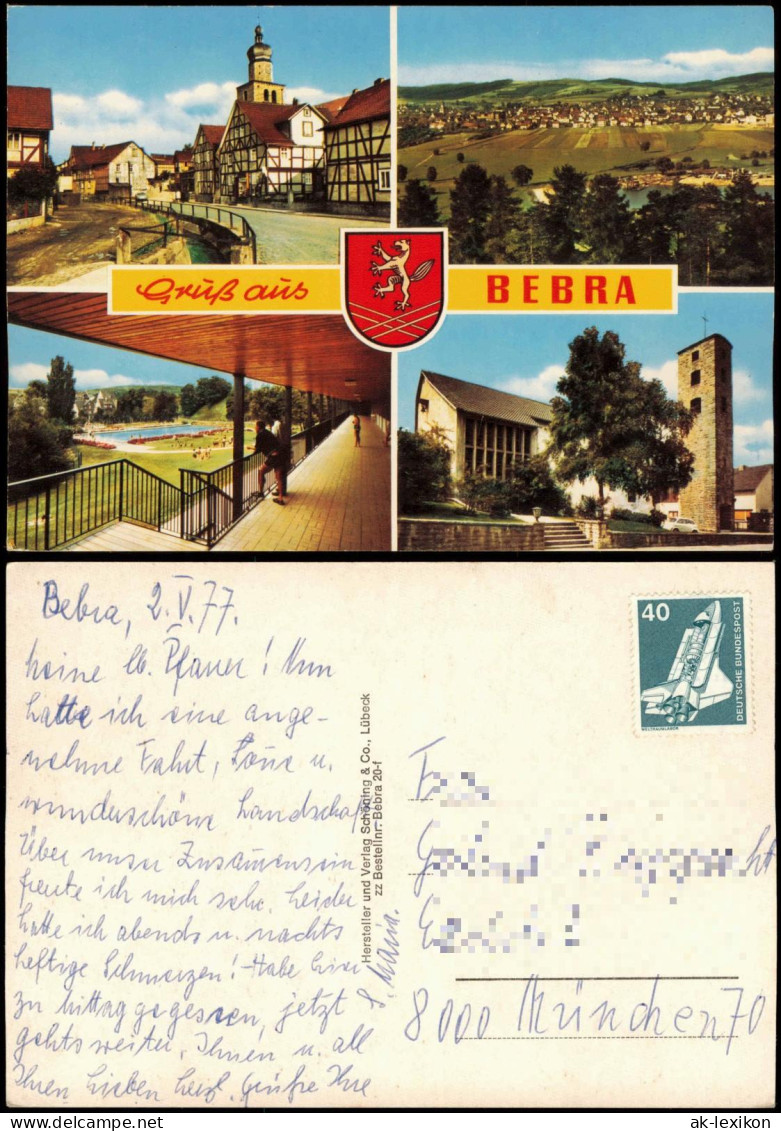 Bebra Mehrbildkarte Mit 4 Ortsansichten U.a. Freibad, Kirche, Panorama 1977 - Bebra