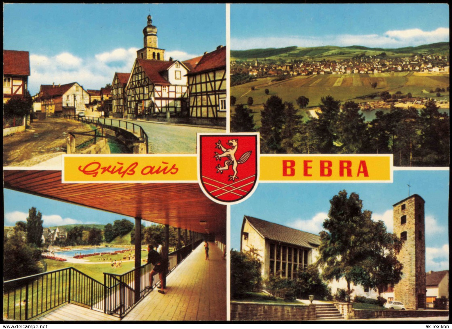 Bebra Mehrbildkarte Mit 4 Ortsansichten U.a. Freibad, Kirche, Panorama 1977 - Bebra