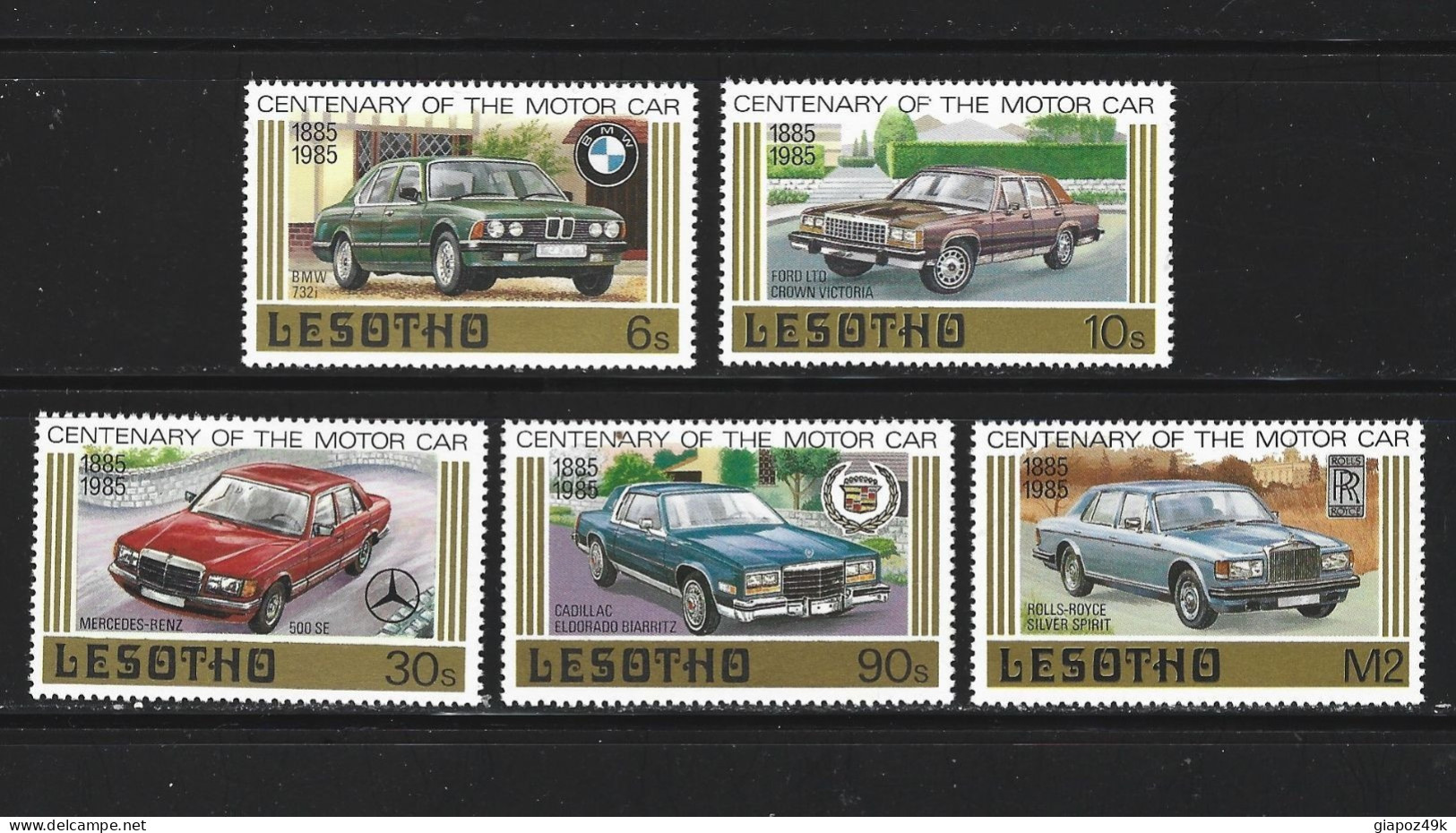 ● LESOTHO 1985 ● 100° AUTO ֍ Cars ● Centenary Of The MOTOR CAR ● Voitures ● Serie ** 5 Valori ● Lotto N. 2482 ● - Lesotho (1966-...)