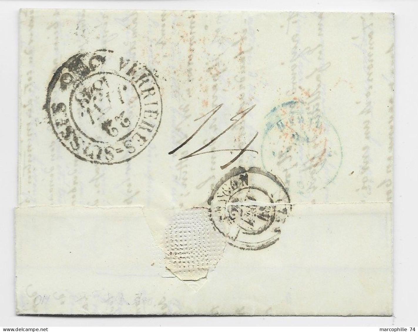 HELVETIA SUISSE FLEURIER 1848 LETTRE COVER + PD + CACHET ENTREE NEUCHATEL 2 PONTARLIER POUR PARIS - 1843-1852 Federale & Kantonnale Postzegels