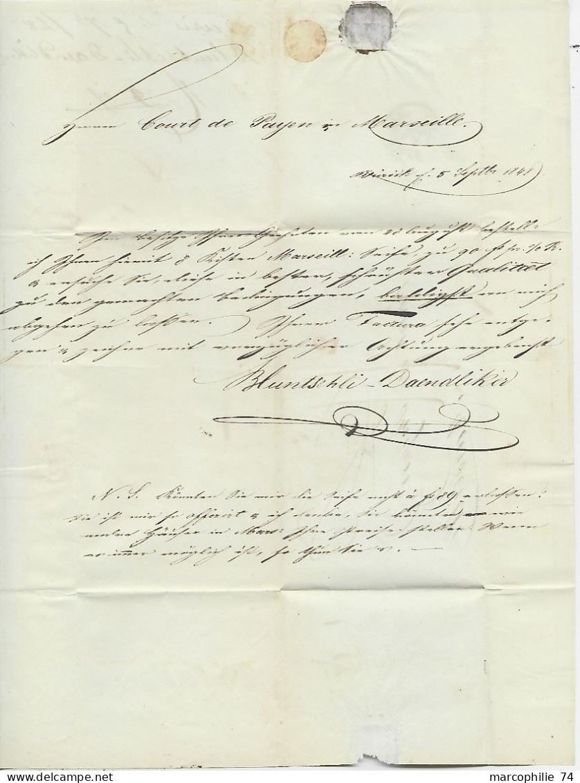 HELVETIA SUISSE CACHET ROUGE ZURICH 5 SEPT 1848 NACH TO FRANCE + ZURICH BALE - 1843-1852 Federale & Kantonnale Postzegels