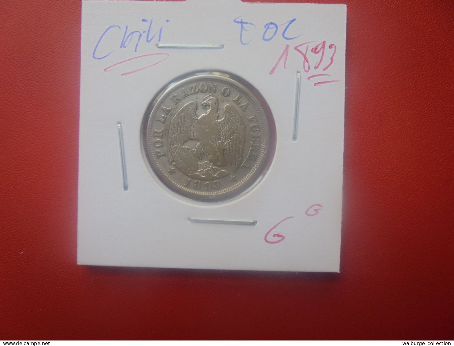 CHILI 20 CENTAVOS 1893 ARGENT (A.1) - Chile
