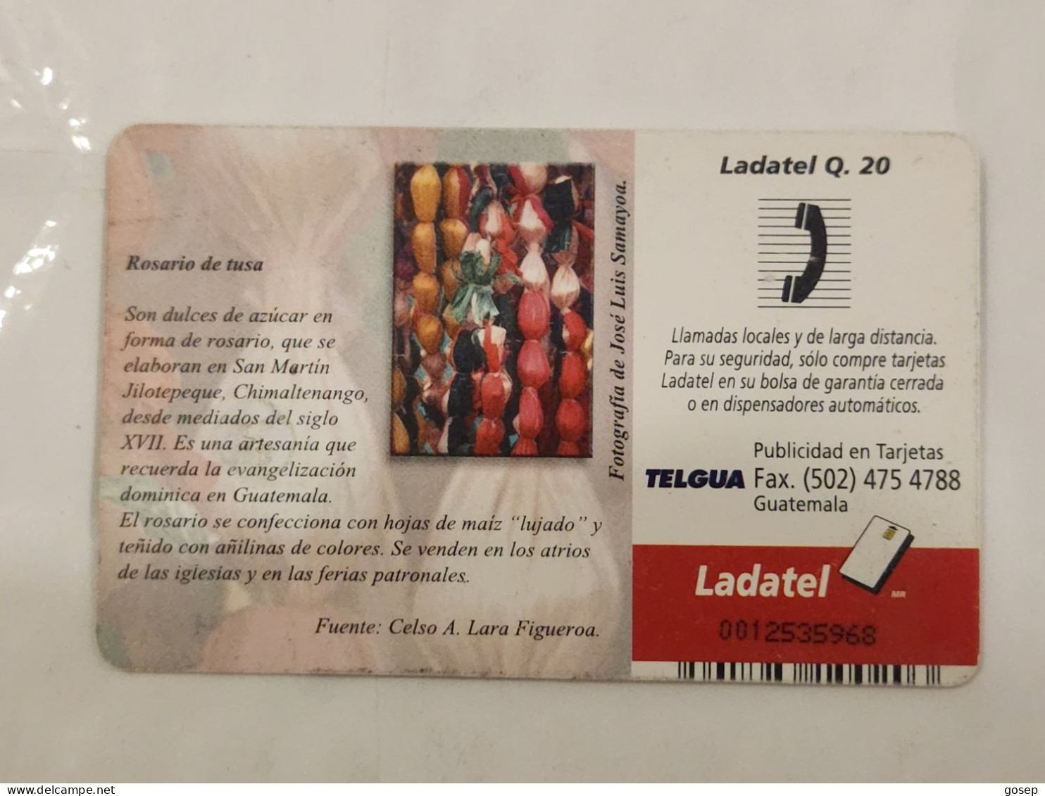 Guatemala-(GL-TLG-0081)-Rosary Of Tusa-(10)-(ladatel Q.20)-(0012535968)-used Card+1card Prepiad Free - Guatemala