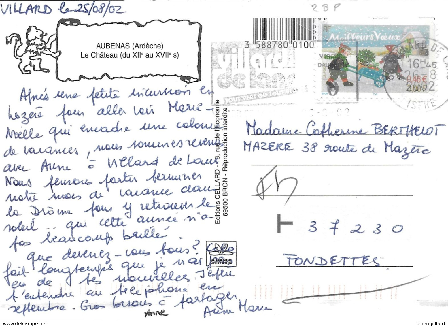 TIMBRE N°32  -  ADHESIF -  MEILLEURS VOEUX  -  SEUL SUR LETTRE -  TARIF 1 1 02 - Lettres & Documents