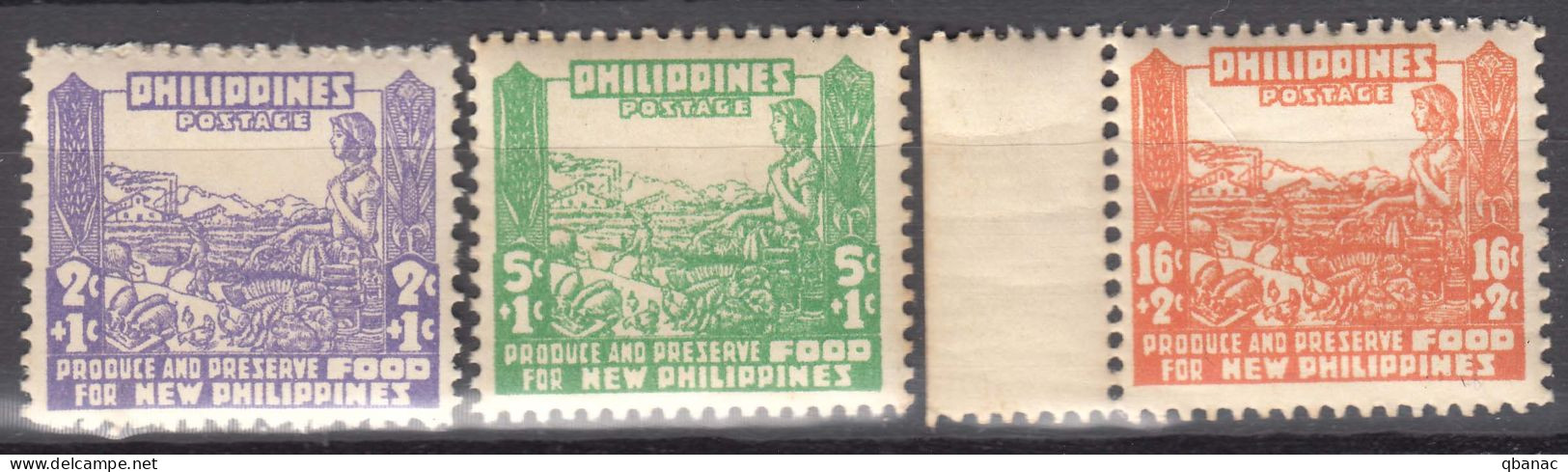 Philippines 1942 Japanese Occupation Red Cross Charity Set Mi#9-11 Mint Never Hinged - Filippine