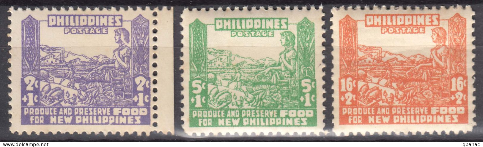 Philippines 1942 Japanese Occupation Red Cross Charity Set Mi#9-11 Mint Never Hinged - Filippine