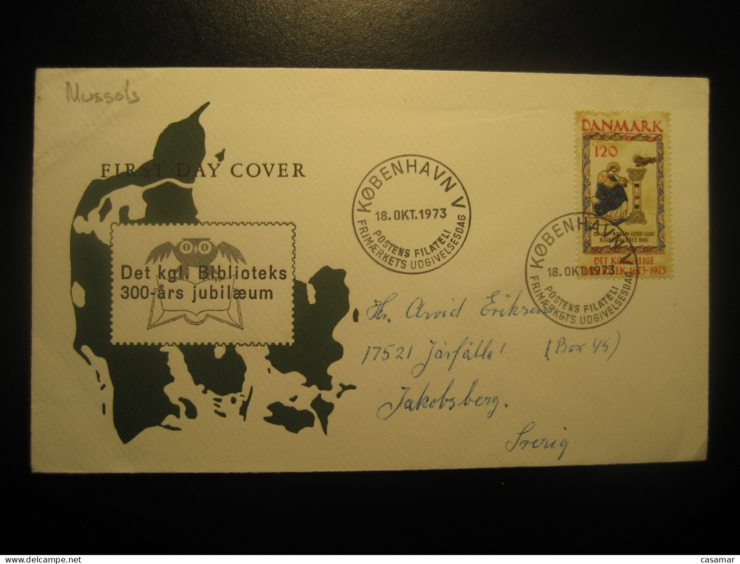 KOBENHAVN 1973 Library Owl Owls Hibou Chouette Cancel Cover DENMARK - Uilen