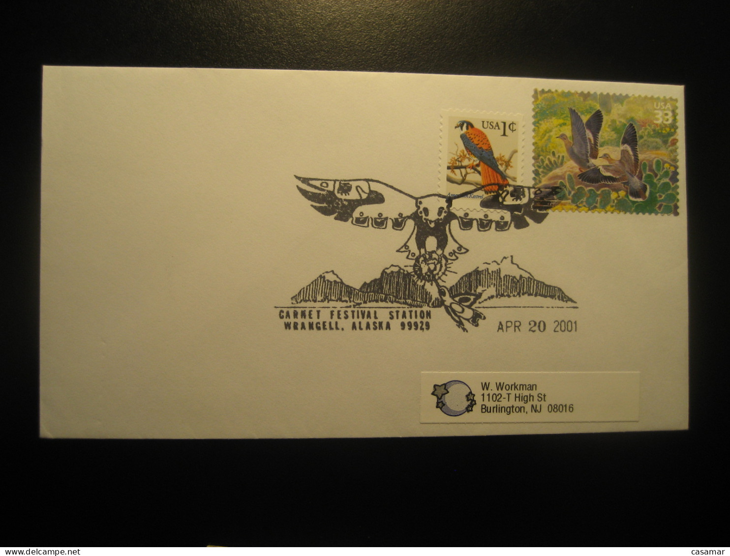 WRANGELL Alaska 2001 Garnet Festival Eagle Bird Birds Cancel Cover USA - Brieven En Documenten