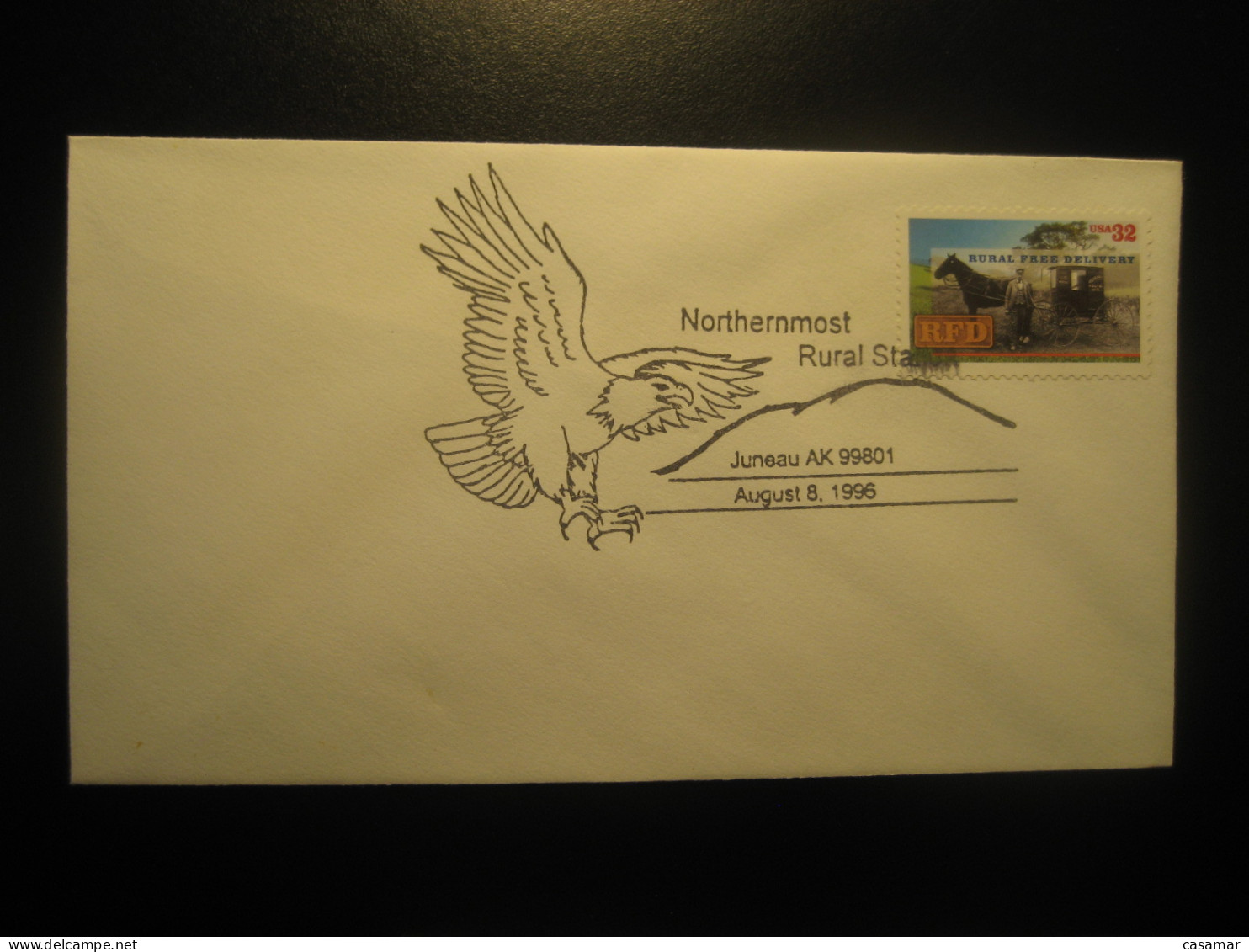 JUNEAU Alaska 1996 Northernmost Rural Station Eagle Bird Birds Cancel Cover USA - Lettres & Documents