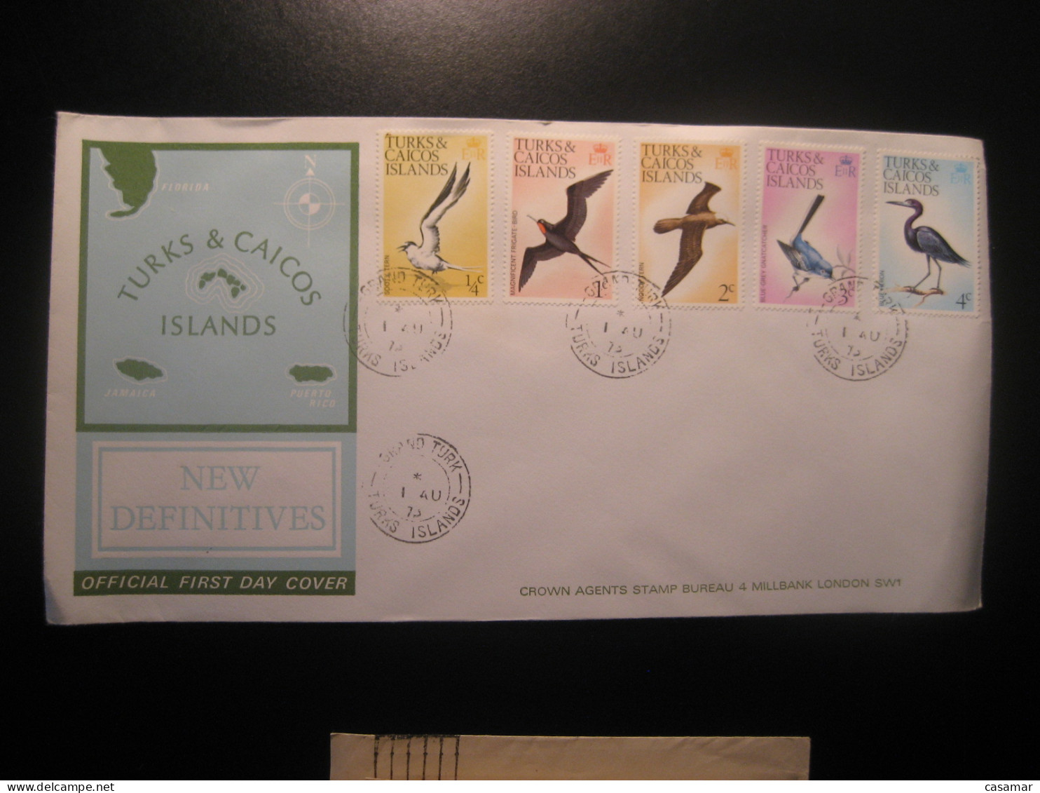 GRAND TURK 1973 Tern Frigate Gnatcatcher Heron Bird Birds FDC Cancel Cover TURKS AND CAICOS ISLANDS British West Indies - Turcas Y Caicos