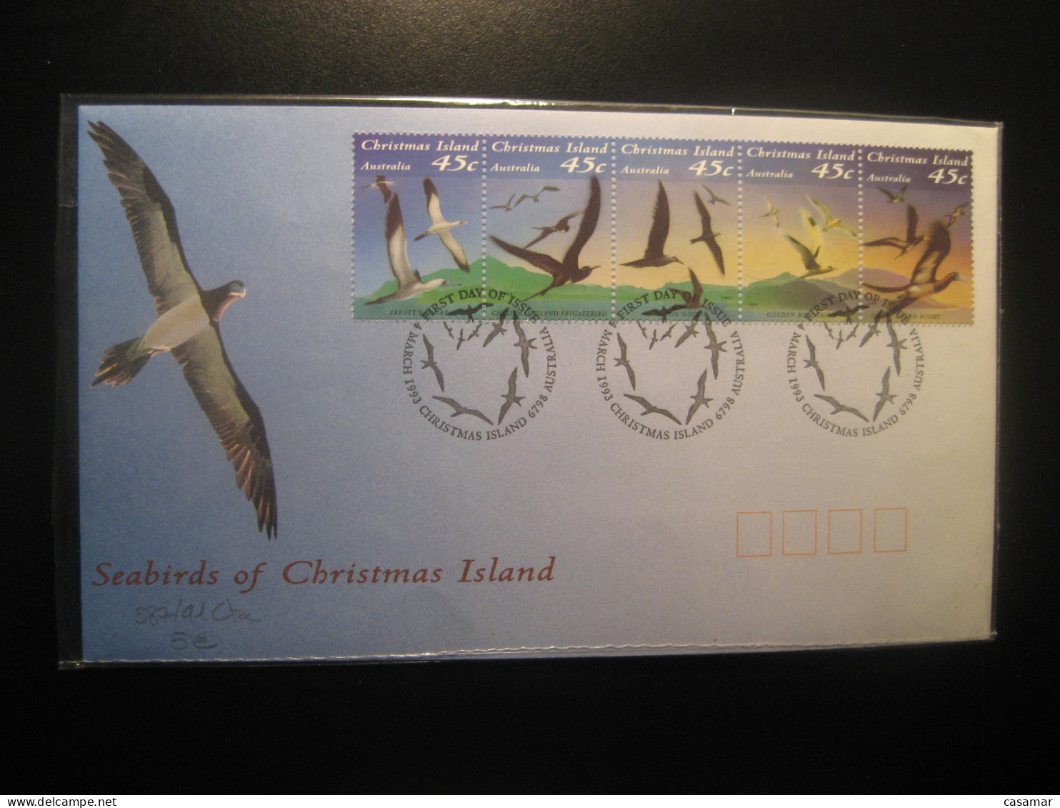 CHRISTMAS ISLAND 1993 Yvert 387/91 Bird Birds FDC Cancel Cover AUSTRALIA - Christmas Island