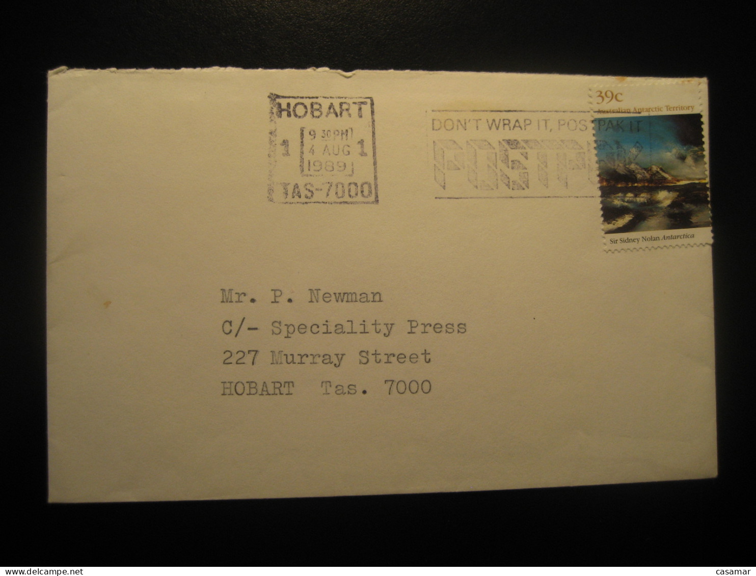 HOBART 1989 Sir Sydney Nolan Cancel Cover AAT Australian Antarctic Territory Antarctics Antarctica - Covers & Documents