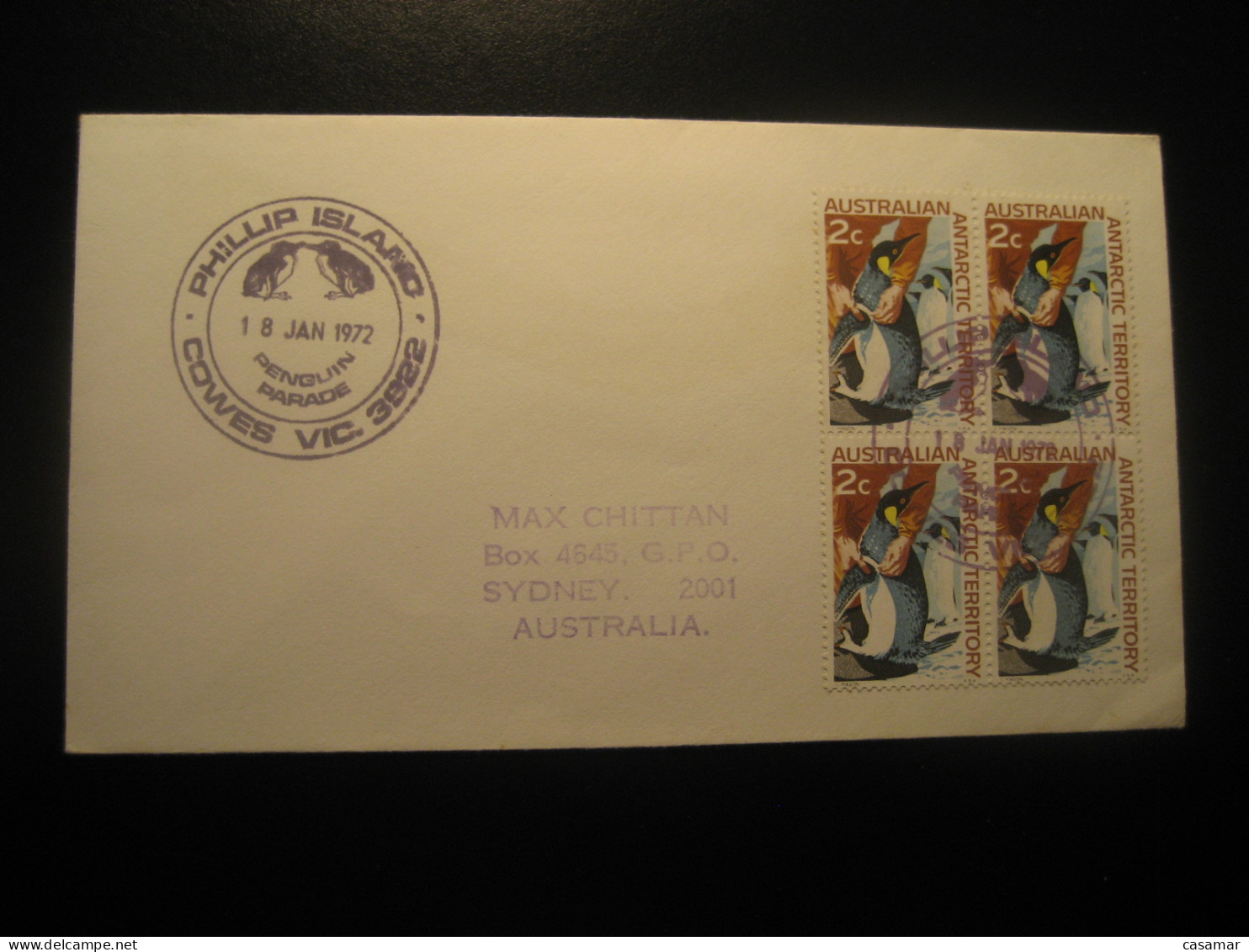 COWES Phillip Island 1972 Penguin Parade Penguins Cancel Cover AAT Australian Antarctic Territory Antarctics Antarctica - Brieven En Documenten