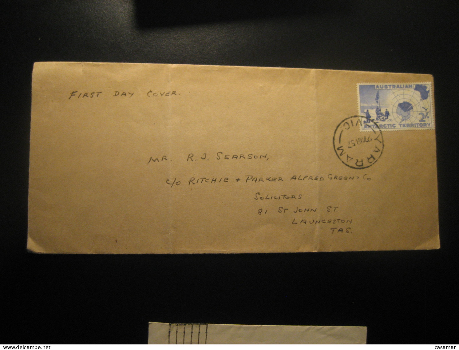 YARRAM 1957 To Launceston Cancel Folded Cover AAT Australian Antarctic Territory Antarctics Antarctica Antarctique - Lettres & Documents