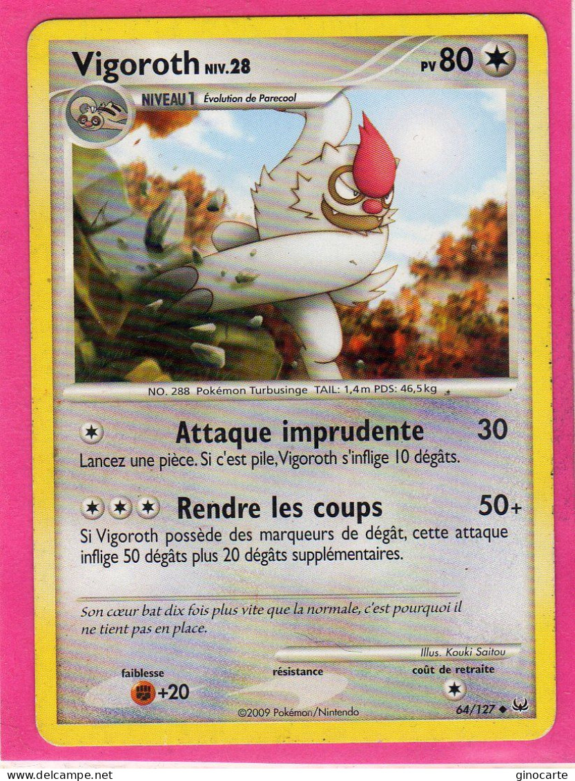 Carte Pokemon 2009 Platine 64/127 Vigoroth 80pv Bon Etat - Platine