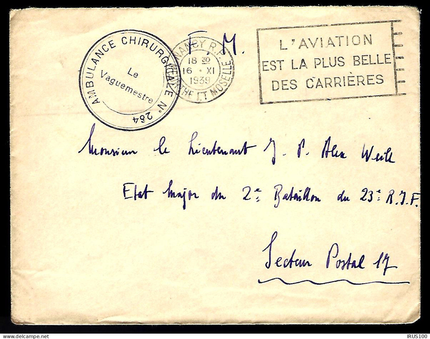 LETTRE EN PROVENANCE DE NANCY - THÈME AMBULANCE CHIRURGICALE MILITAIRE - AVIATION -  - Medicina