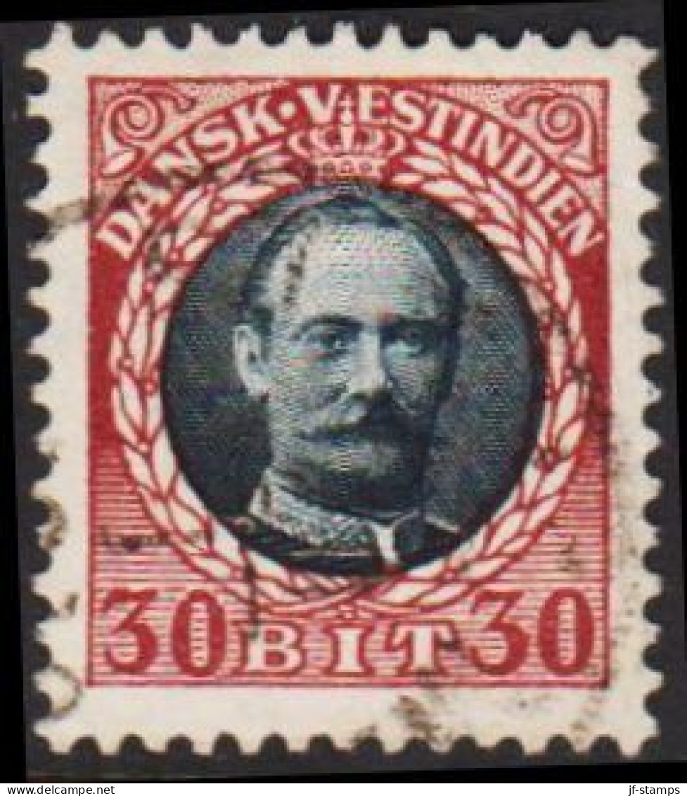 1907-1908. Frederik VIII. 30 Bit Black/brown-red. (Michel 46) - JF543744 - Deens West-Indië