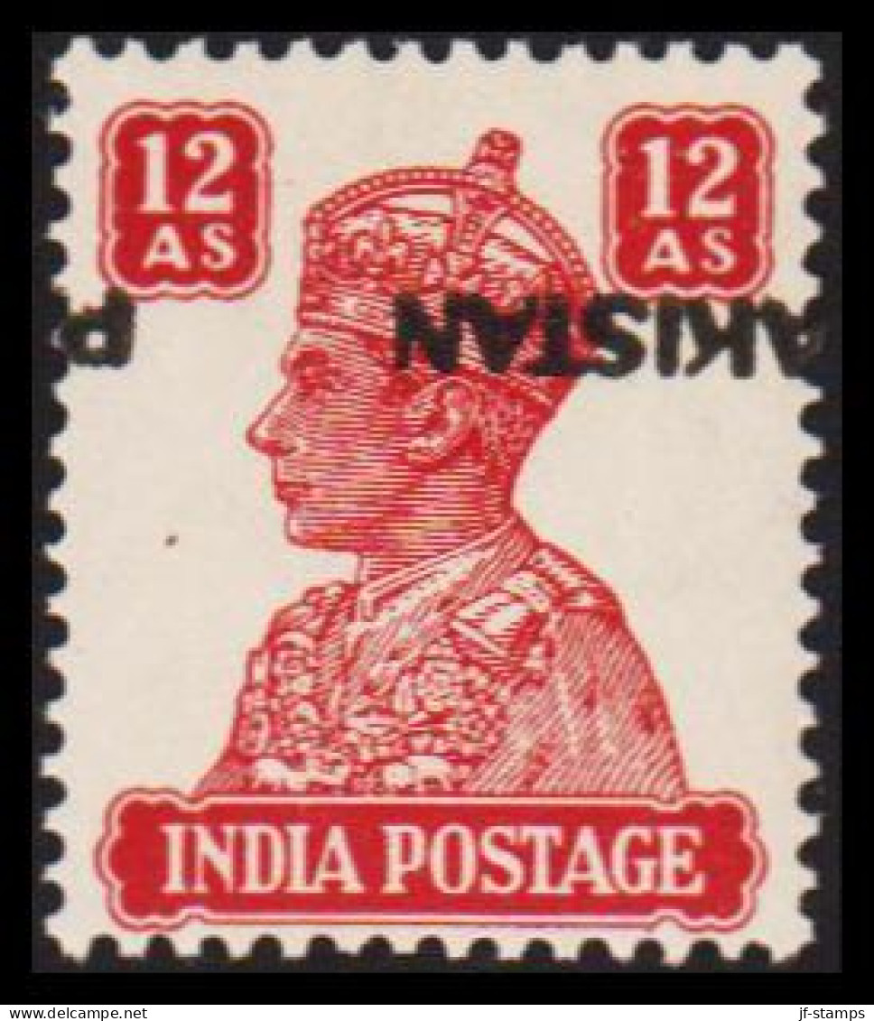 1947. PAKISTAN. Georg VI. INDIA 12 AS Never Hinged With Misplaced And Inverted Overpri... (Michel 12 Variety) - JF543786 - Pakistan