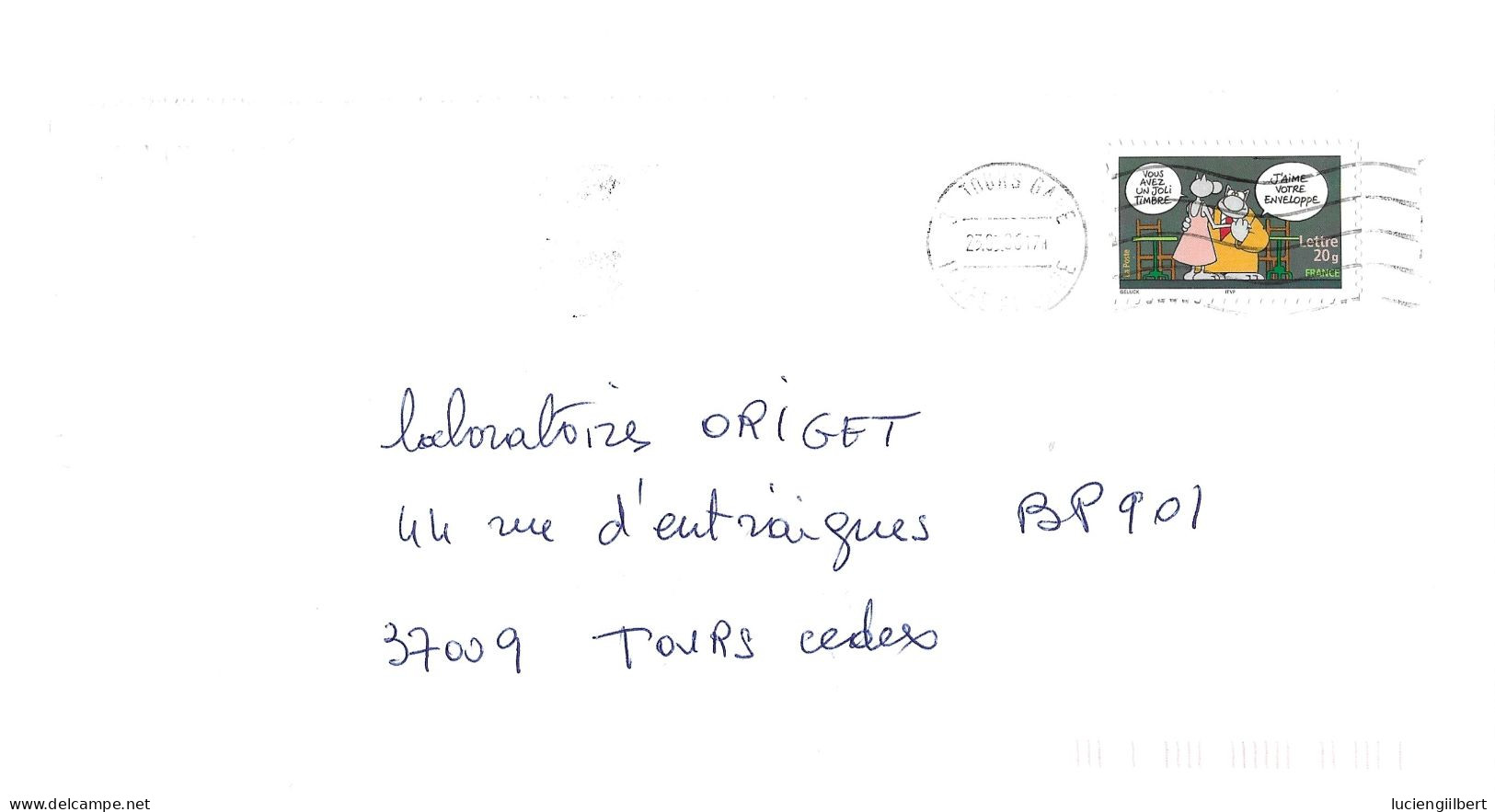 TIMBRE N°60  -  ADHESIF -   SOURIRE AVEC LE CHAT  -  SEUL SUR LETTRE -   AU TARIF - Storia Postale