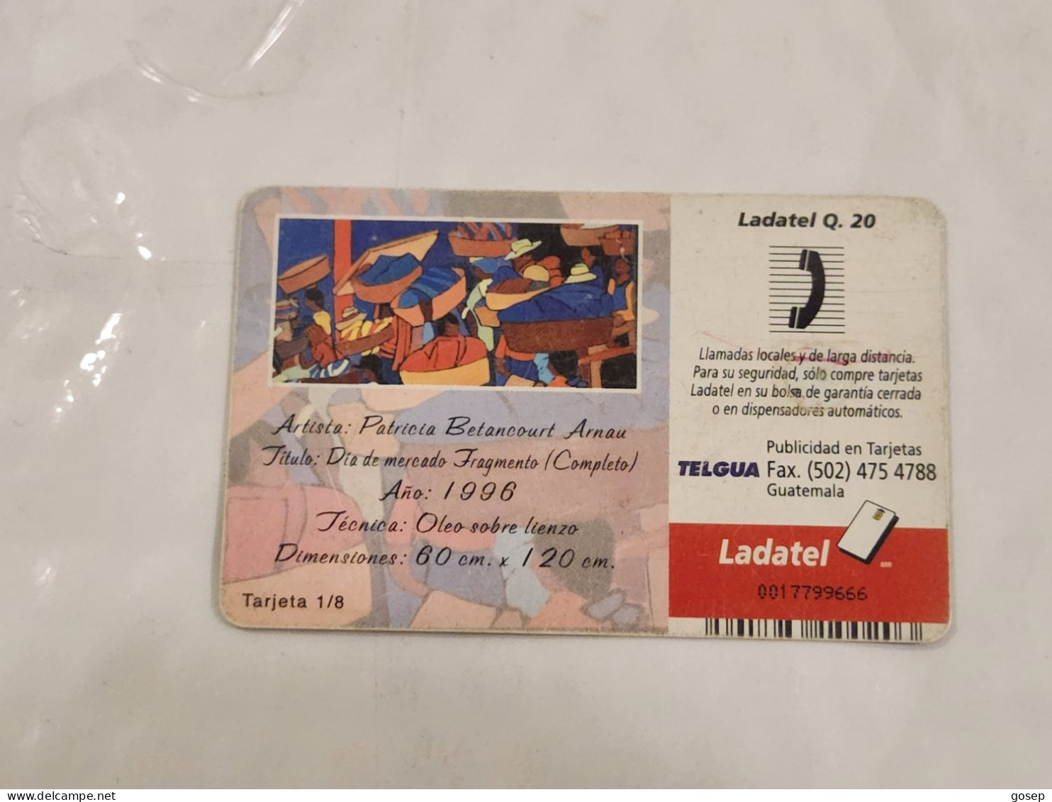 Guatemala-(GL-TLG-0115)-Painting 1-(21)-(ladatel Q.20)-(0017799666)-used Card+1card Prepiad Free - Guatemala